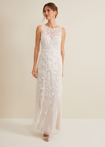 Phase Eight Ottilie Beaded Wedding Dress White USA | 4817302-GC